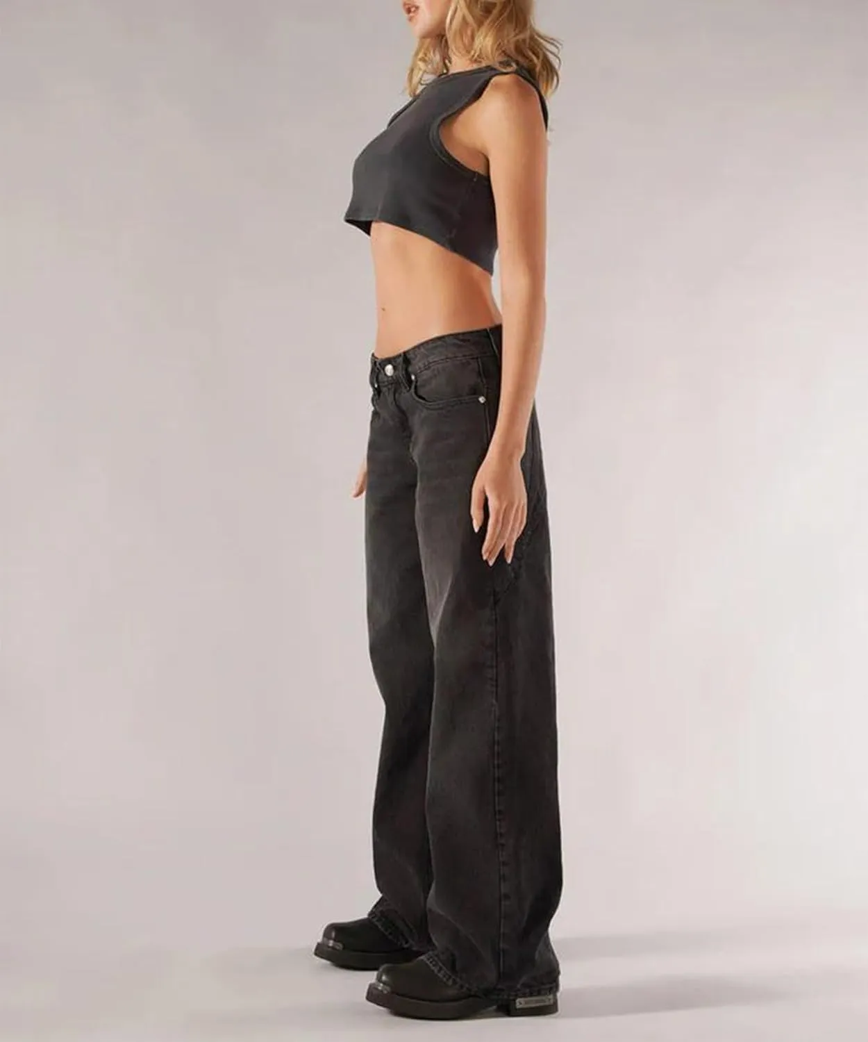 Low Rise Baggy Jeans for Women Y2k Boyfriend Straight Wide Leg Jeans Loose Fit Denim Pants Streetwear