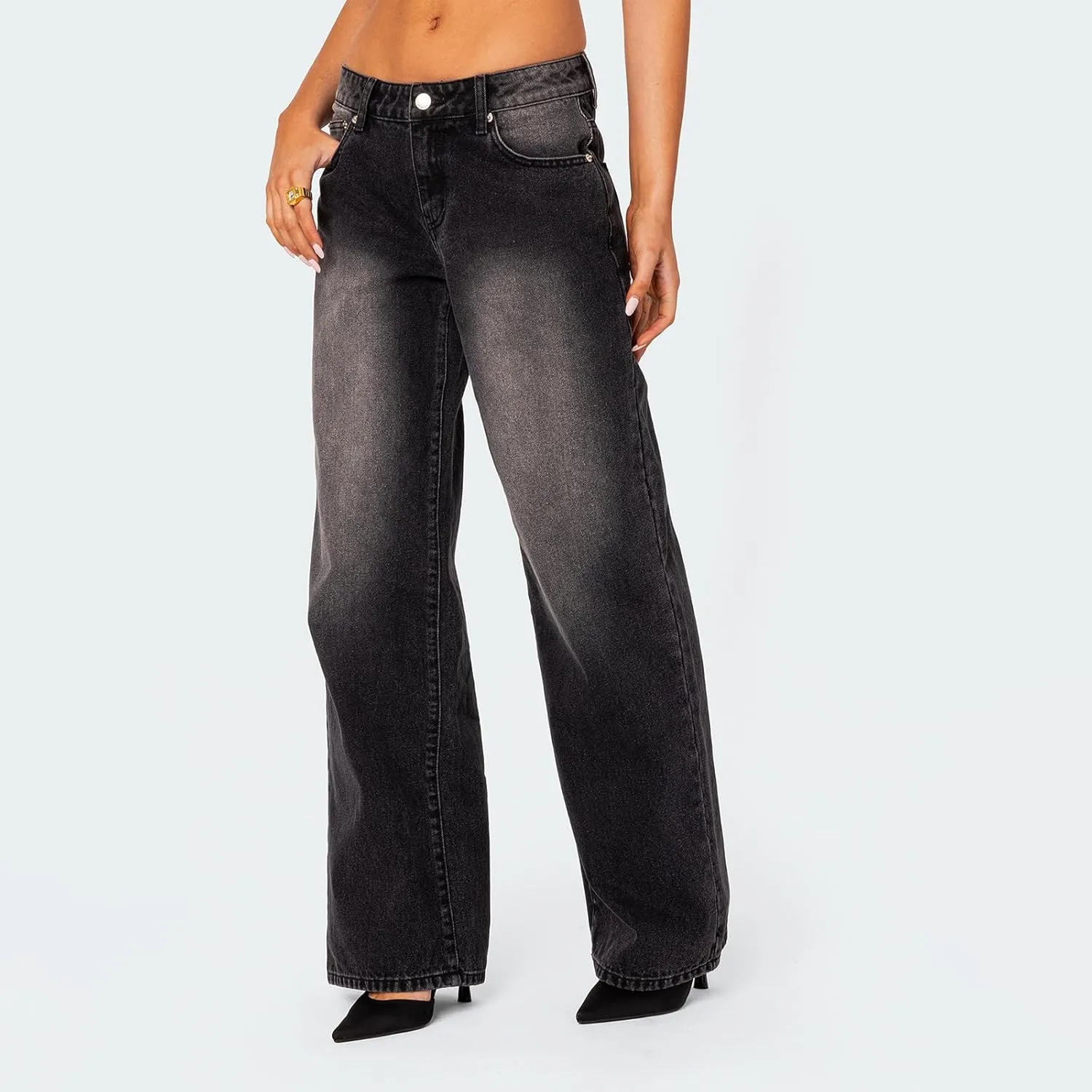Low Rise Baggy Jeans for Women Y2k Boyfriend Straight Wide Leg Jeans Loose Fit Denim Pants Streetwear
