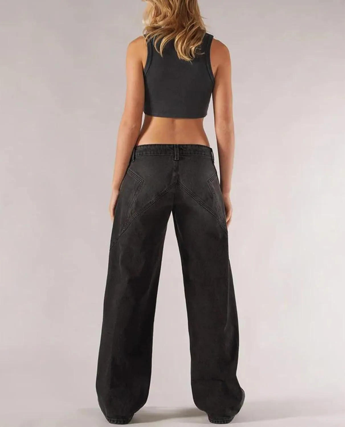 Low Rise Baggy Jeans for Women Y2k Boyfriend Straight Wide Leg Jeans Loose Fit Denim Pants Streetwear