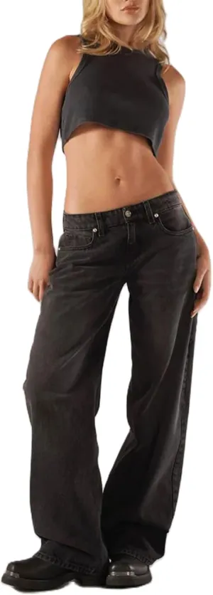 Low Rise Baggy Jeans for Women Y2k Boyfriend Straight Wide Leg Jeans Loose Fit Denim Pants Streetwear