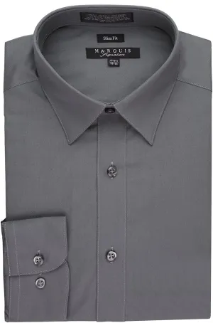 Marquis Men's 009SL Long Sleeve Slim Fit Dress Shirt, Charcoal, 15.5 4-5
