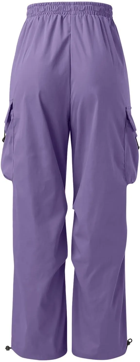 Mens Cargo Pants Elastic Waist Work Pant Multi Pockets Casual Cotton Hip Hop Parachute Pants