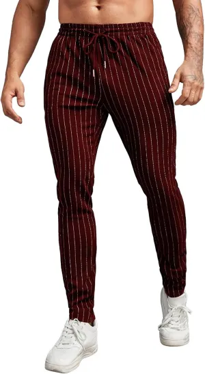 Mens Slim Fit Joggers Casual Tapered Sweatpants Gym Workout Pants Athletic Bottom Lightweight Pants with Zip Pockets