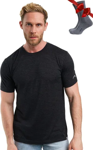 Merino.tech Merino Wool T-Shirt Mens - Merino Wool Undershirt Thermal Shirt Men and Hiking Socks