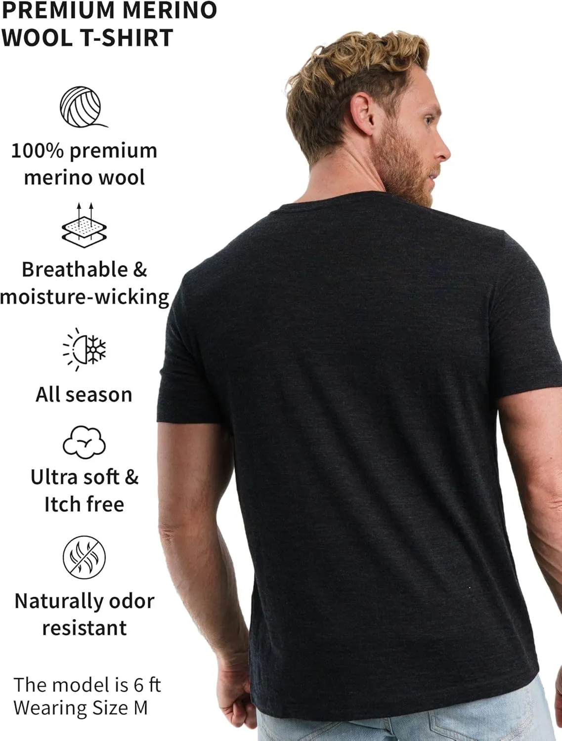 Merino.tech Merino Wool T-Shirt Mens - Merino Wool Undershirt Thermal Shirt Men and Hiking Socks