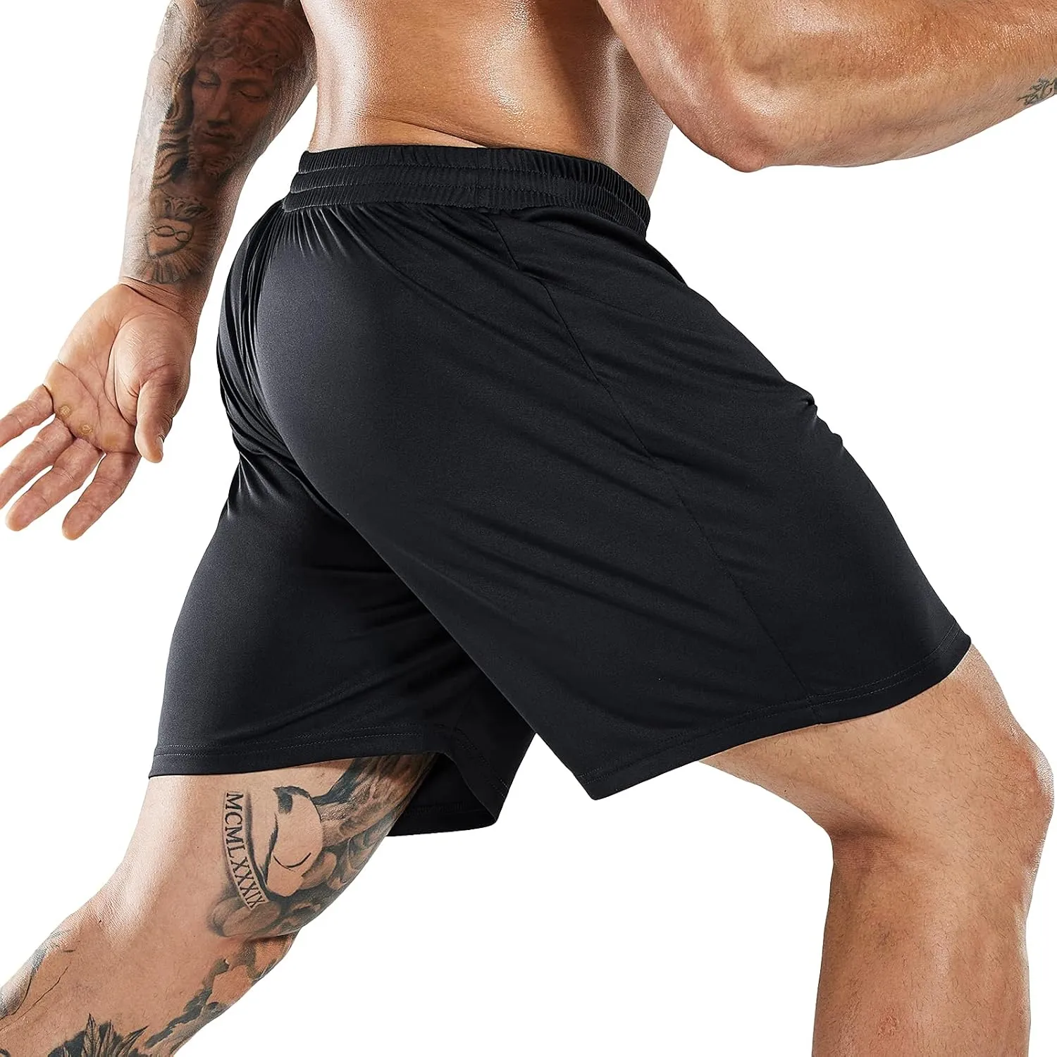 MIER Men's Soccer/Basketball/Athletic Shorts Without Pockets No Liner Running Workout Training, 3 Pack
