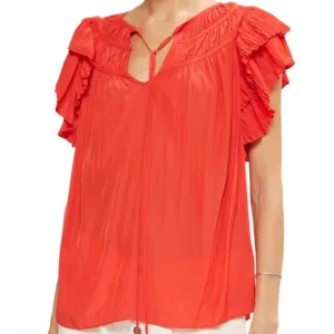 Multicolored Puff Sleeve Mandarin Collar Blouse