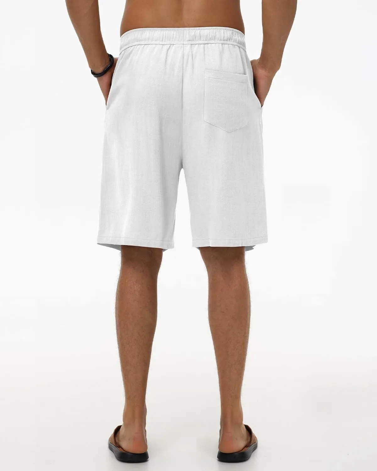 Neer 3 Pack Linen Shorts for Men Casual Beach Summer Lightweight Elastic Waist Drawstring with 3 Pockets
