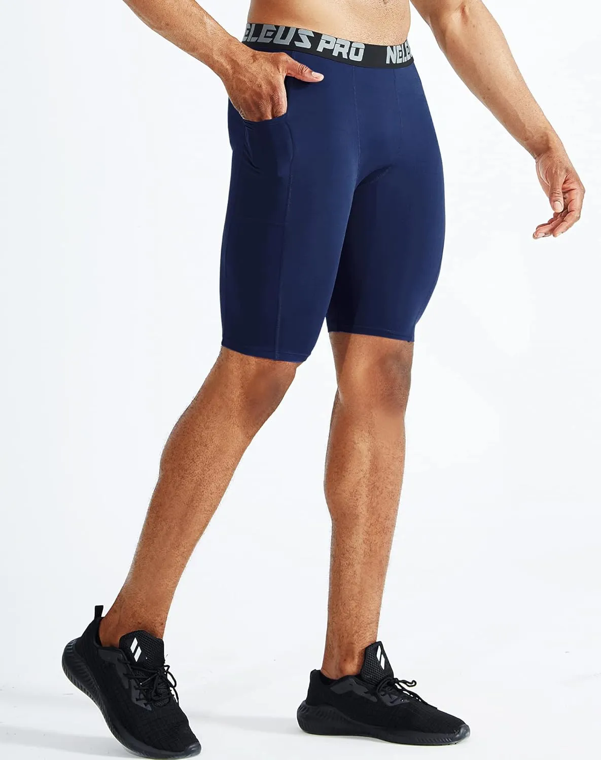 NELEUS Men's Compression Short with Pocket Dry Fit Yoga Running Shorts Pack of 3