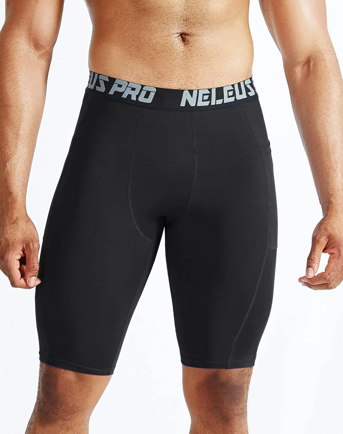 NELEUS Men's Compression Short with Pocket Dry Fit Yoga Running Shorts Pack of 3