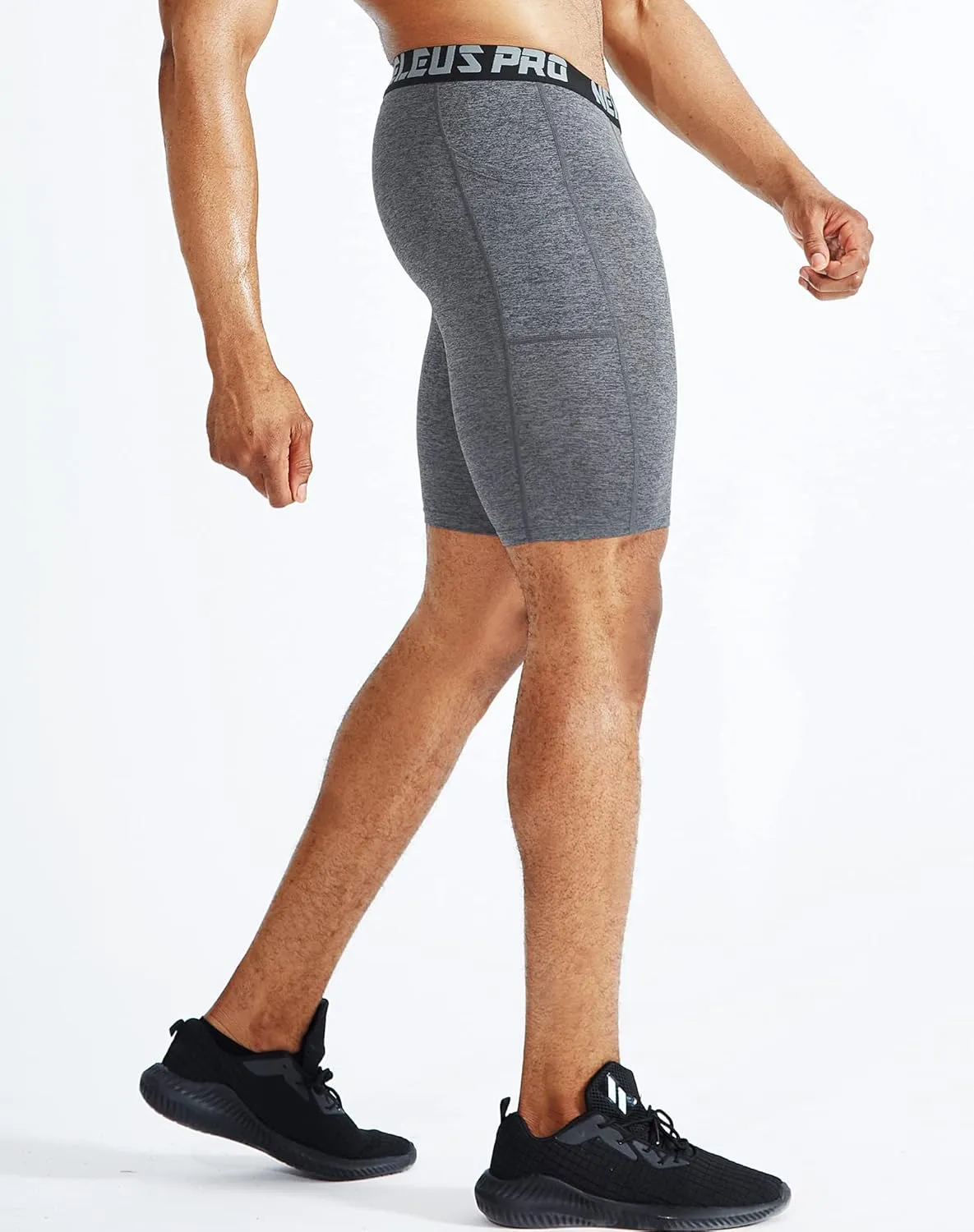 NELEUS Men's Compression Short with Pocket Dry Fit Yoga Running Shorts Pack of 3
