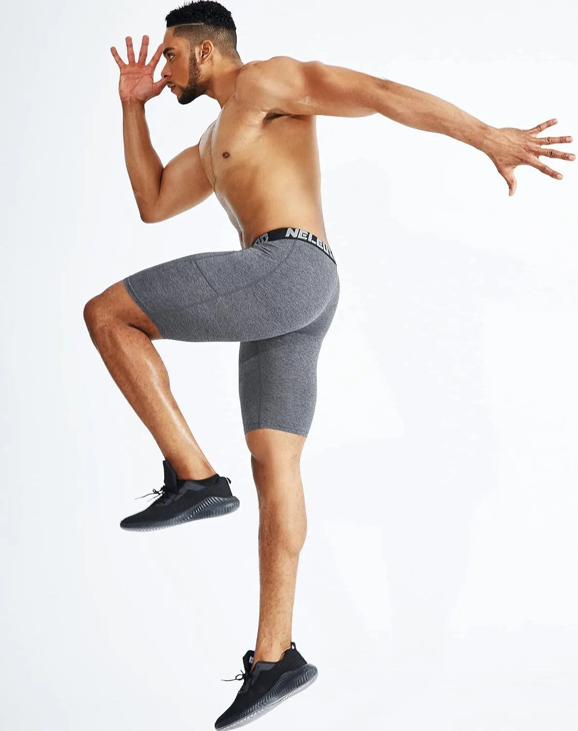 NELEUS Men's Compression Short with Pocket Dry Fit Yoga Running Shorts Pack of 3