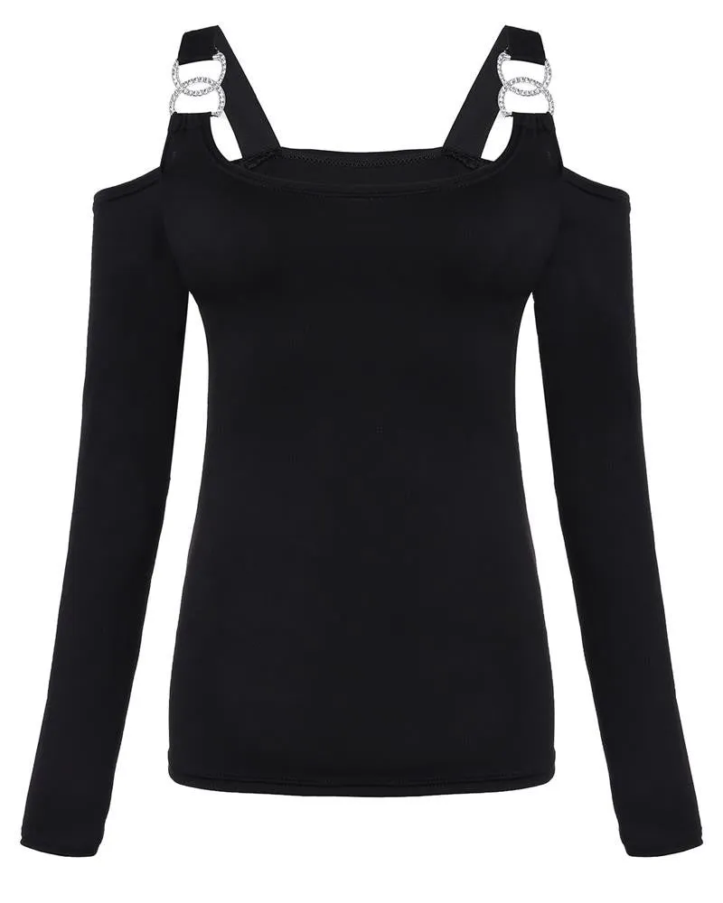 Off Shoulder Slim Fit Shirts Long Sleeve