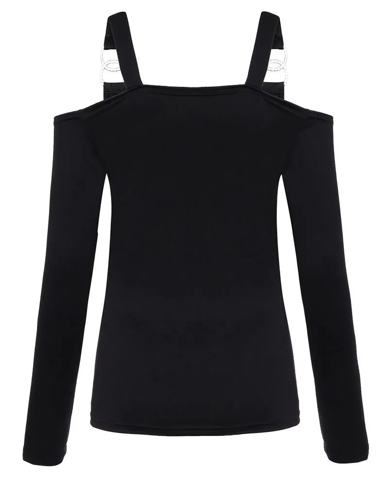 Off Shoulder Slim Fit Shirts Long Sleeve