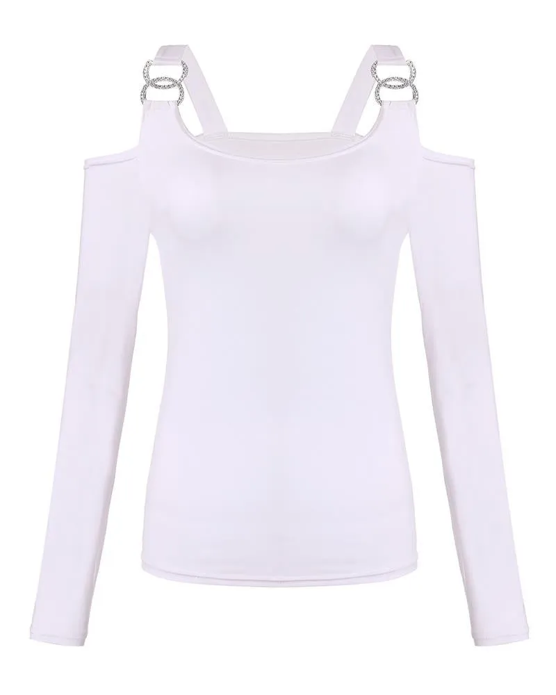 Off Shoulder Slim Fit Shirts Long Sleeve