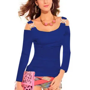 Off Shoulder Slim Fit Shirts Long Sleeve