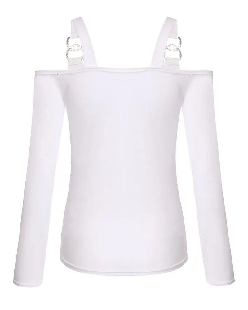 Off Shoulder Slim Fit Shirts Long Sleeve