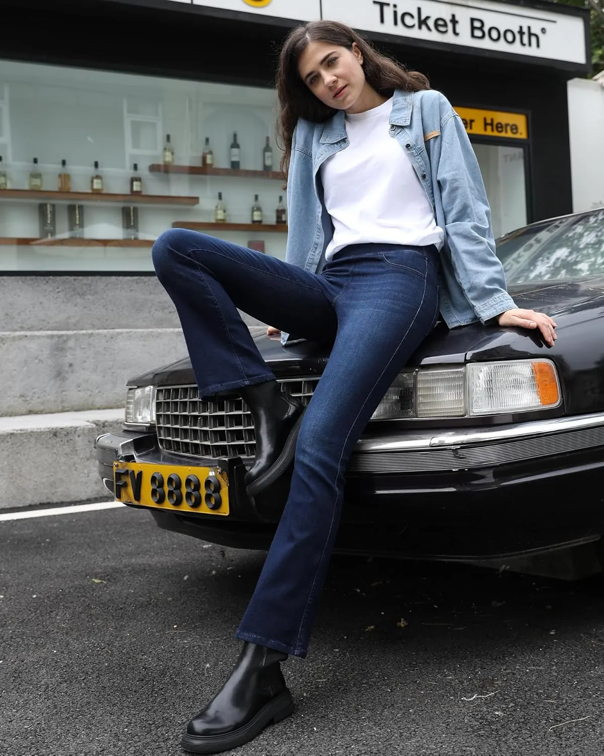 OFLUCK Straight Leg Mom Jeans for Women High Waisted Trendy Ankle Length Boyfriend Denim Tapered Leg Pants