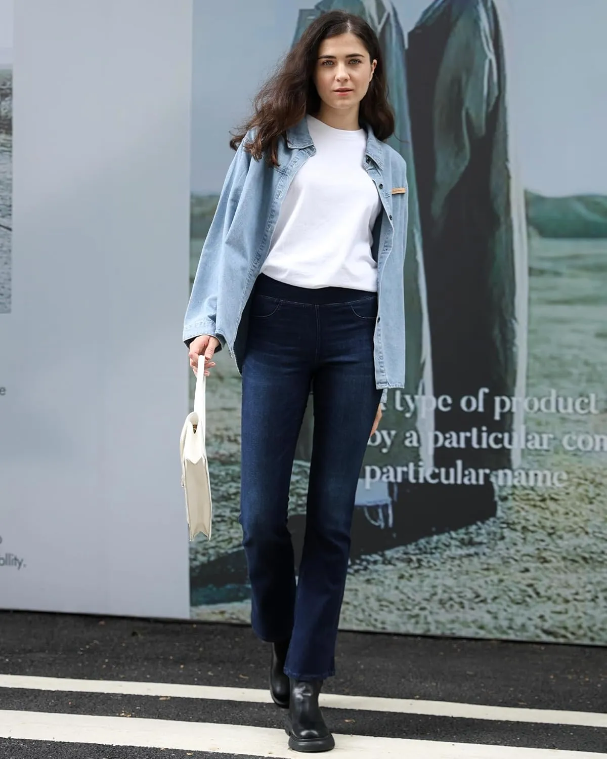 OFLUCK Straight Leg Mom Jeans for Women High Waisted Trendy Ankle Length Boyfriend Denim Tapered Leg Pants