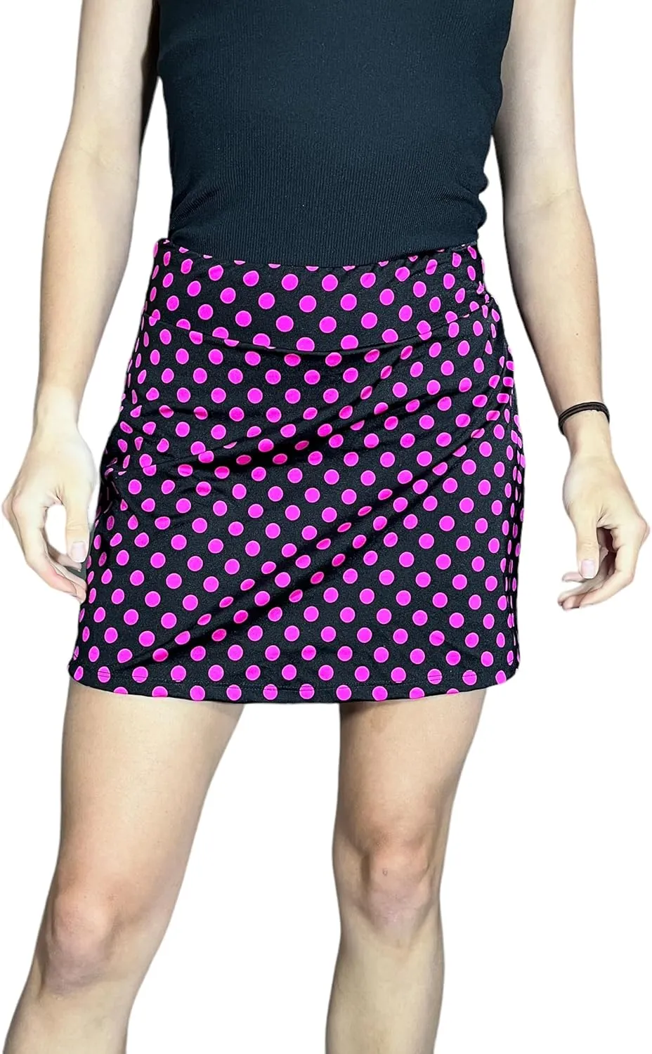 Pink & Black Polka Dot Slim Style USA-Made Golf, Tennis, Pickleball Skort/Skirt