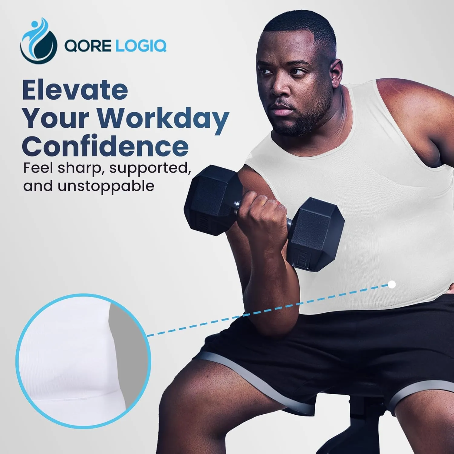 QORE LOGIQ Tummy Control Shapewear Compression Shorts - Waist Compression for Men, High Waist Mens Tummy Shaper Underwear