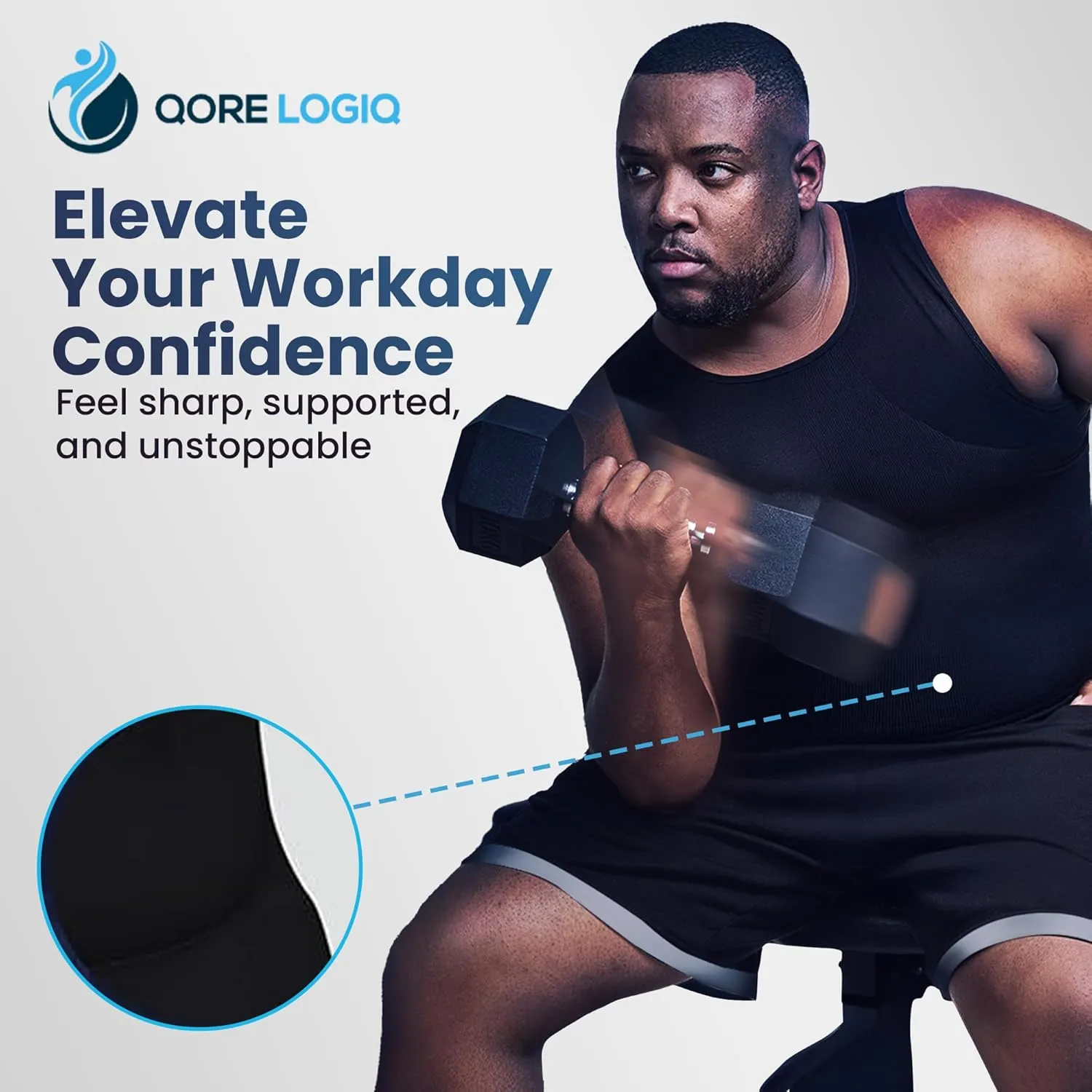 QORE LOGIQ Tummy Control Shapewear Compression Shorts - Waist Compression for Men, High Waist Mens Tummy Shaper Underwear
