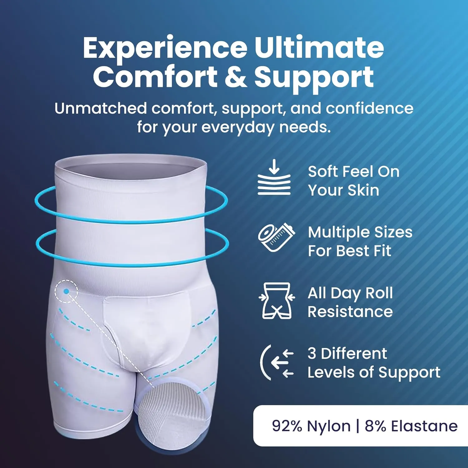 QORE LOGIQ Tummy Control Shapewear Compression Shorts - Waist Compression for Men, High Waist Mens Tummy Shaper Underwear