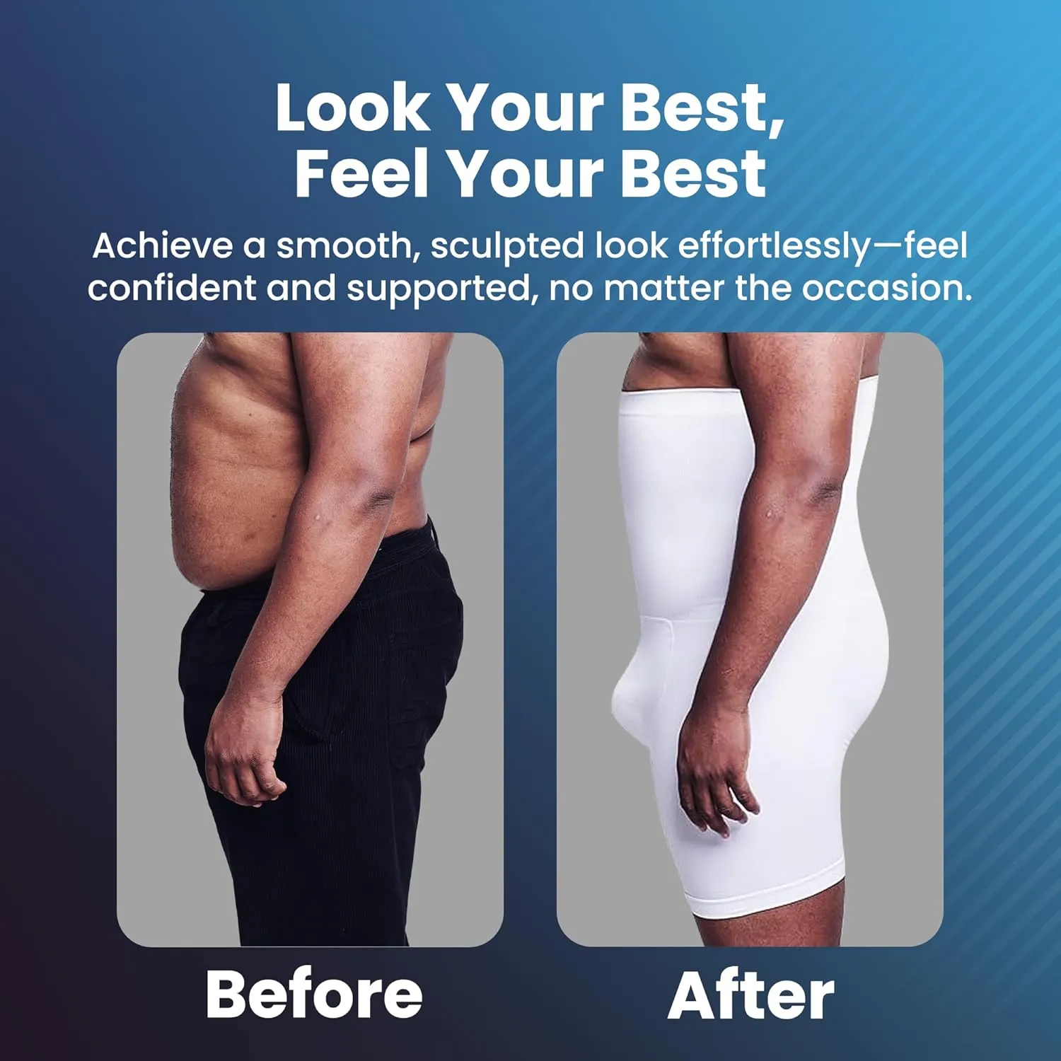 QORE LOGIQ Tummy Control Shapewear Compression Shorts - Waist Compression for Men, High Waist Mens Tummy Shaper Underwear