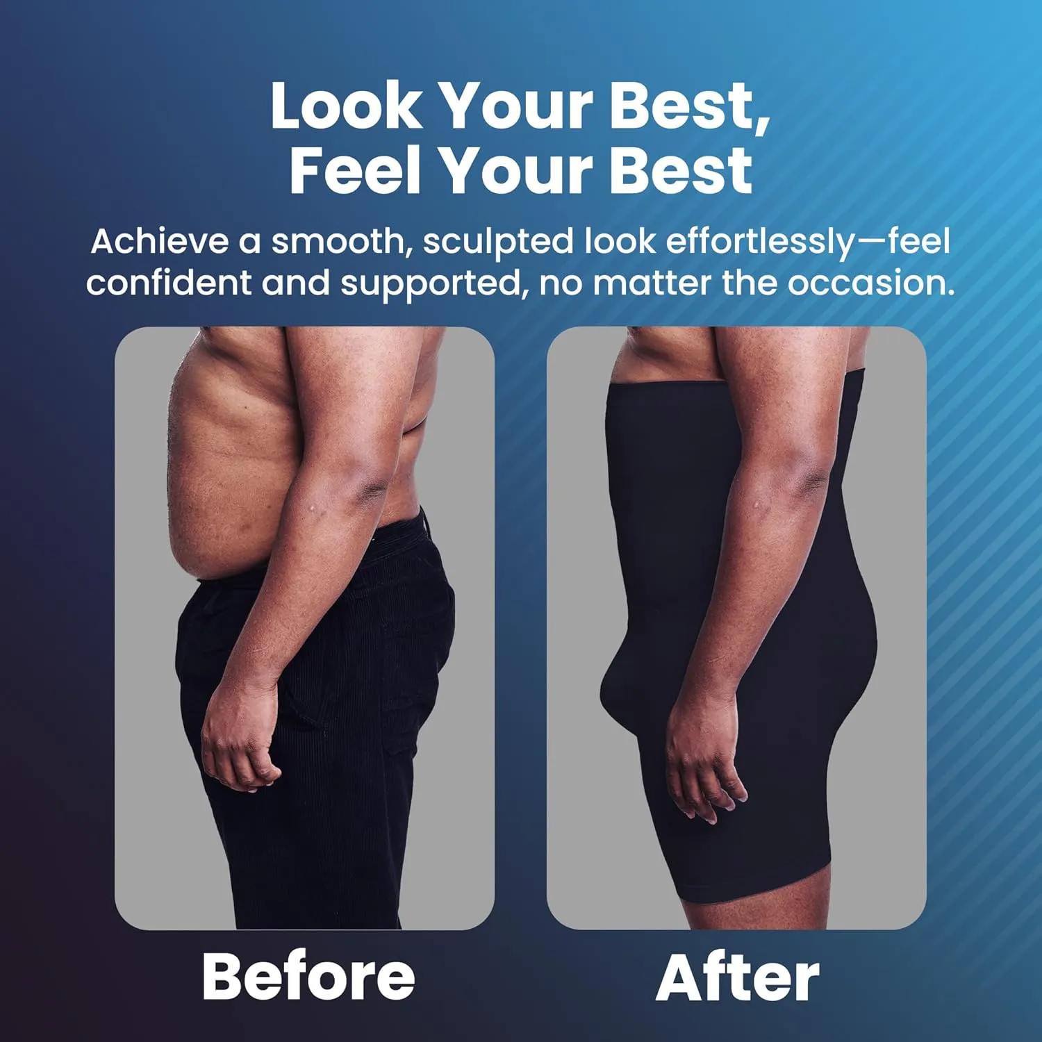 QORE LOGIQ Tummy Control Shapewear Compression Shorts - Waist Compression for Men, High Waist Mens Tummy Shaper Underwear