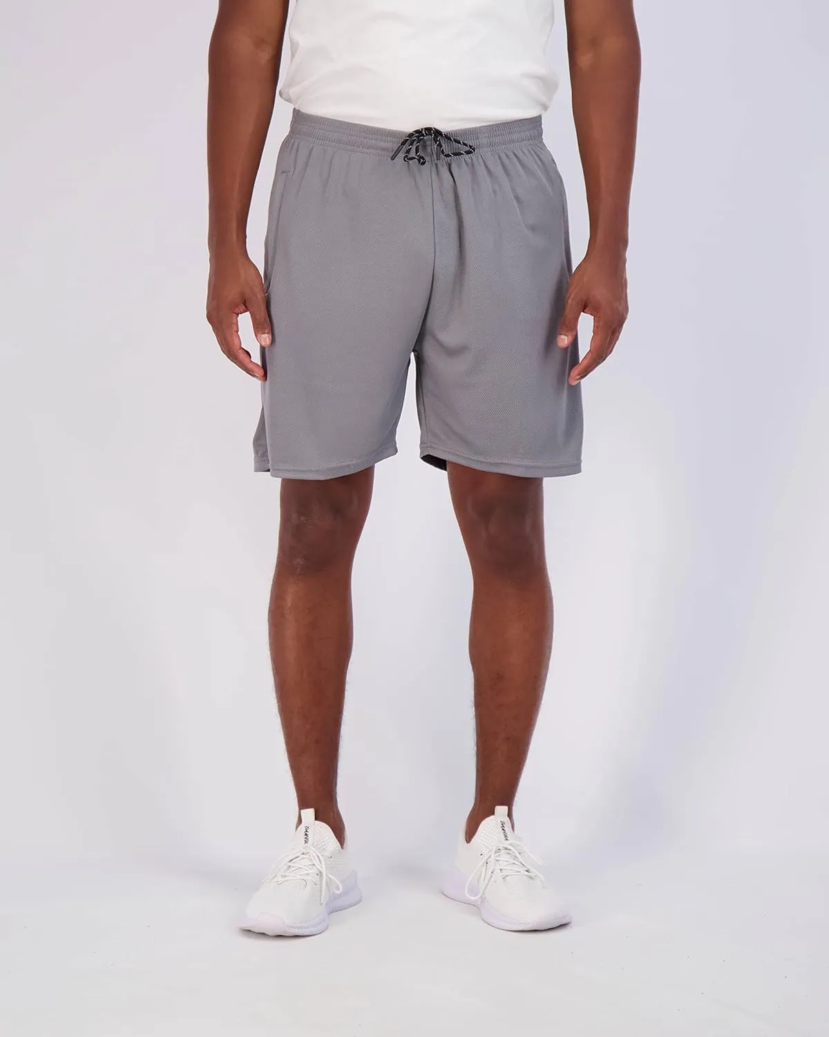 Real Essentials 4 Pack: Men's 7" Athletic Running Quick Dry Mesh Shorts with Zipper Pockets (Available in Big & Tall)