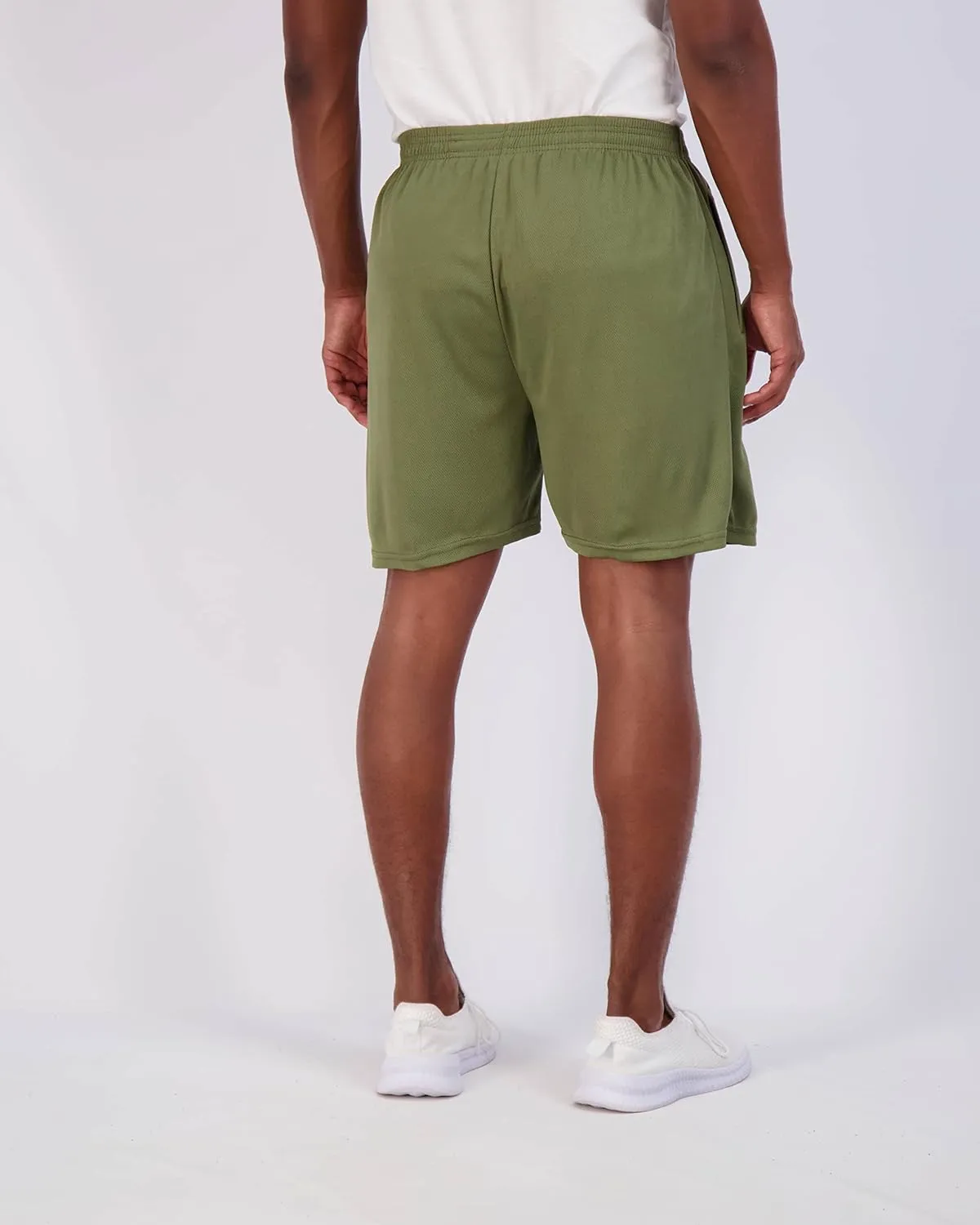 Real Essentials 4 Pack: Men's 7" Athletic Running Quick Dry Mesh Shorts with Zipper Pockets (Available in Big & Tall)