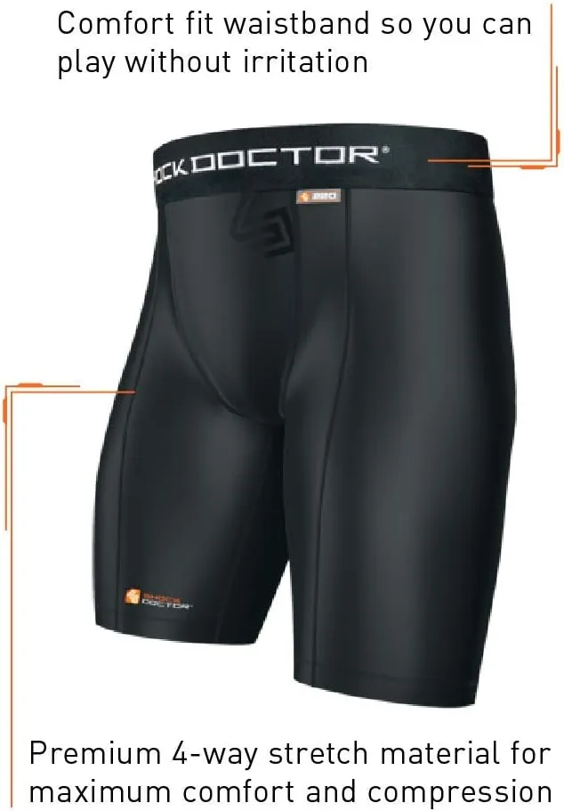 Shock Doctor Youth Compression Shorts with Cup Pocket-Athletic Supporter Underwear with Pocket (Cup Not Included)Youth Sizes