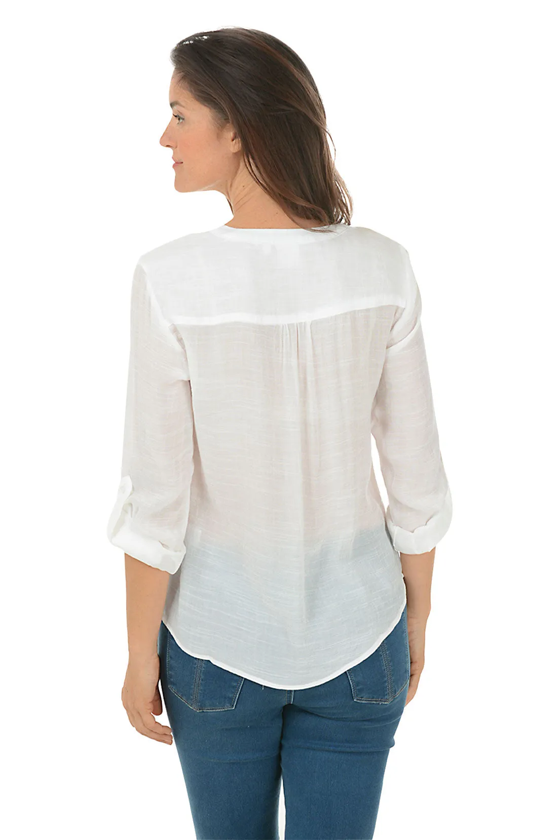Solid Mandarin Collar Button-Front Shirt