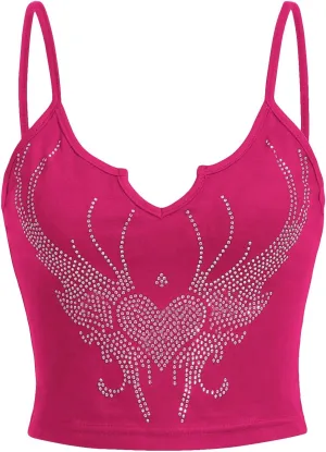 SOLY HUX Women's Y2k Gothic Lace Trim Cami Crop Top Sleeveless Sexy Tank Tops Camisole Clubwear Outfit