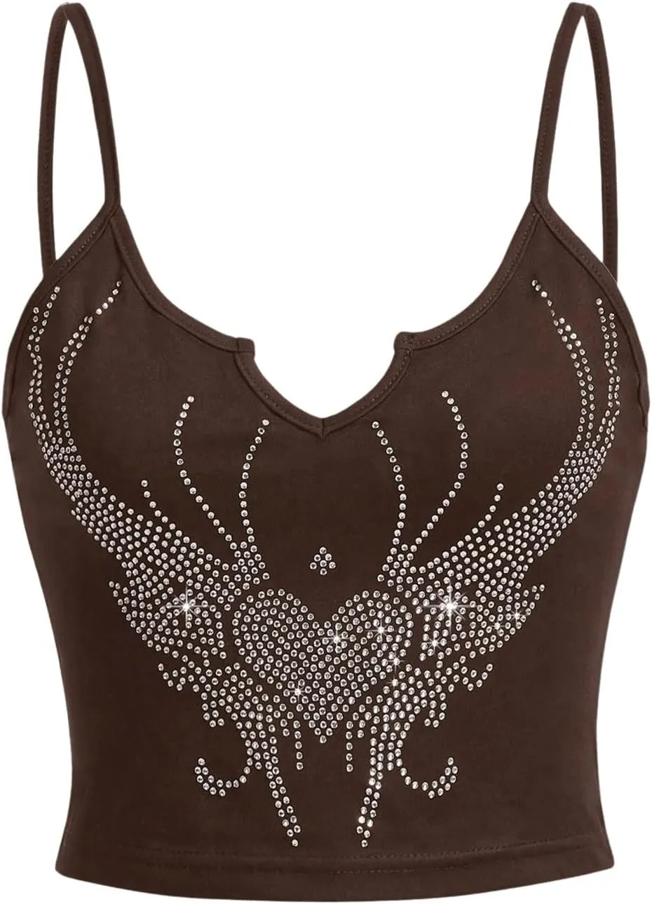 SOLY HUX Women's Y2k Gothic Lace Trim Cami Crop Top Sleeveless Sexy Tank Tops Camisole Clubwear Outfit