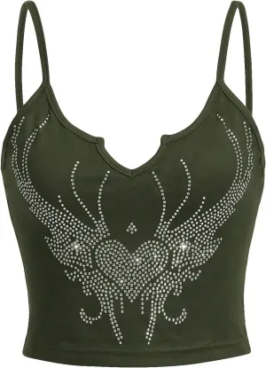 SOLY HUX Women's Y2k Gothic Lace Trim Cami Crop Top Sleeveless Sexy Tank Tops Camisole Clubwear Outfit