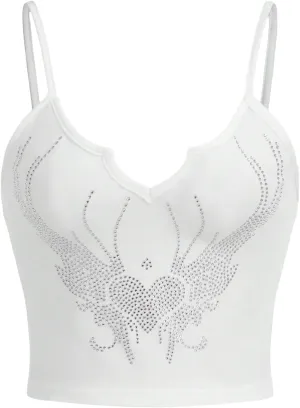 SOLY HUX Women's Y2k Gothic Lace Trim Cami Crop Top Sleeveless Sexy Tank Tops Camisole Clubwear Outfit