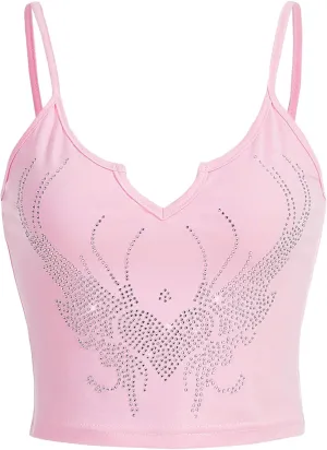 SOLY HUX Women's Y2k Gothic Lace Trim Cami Crop Top Sleeveless Sexy Tank Tops Camisole Clubwear Outfit