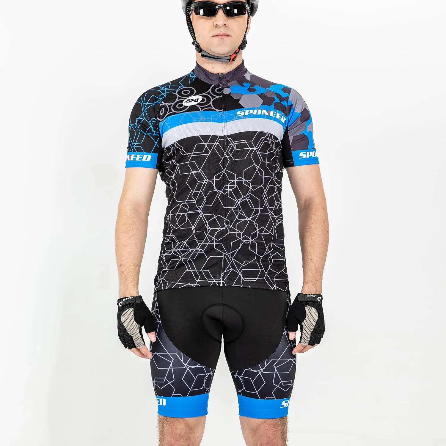 sponeed Bike Jersey and Compression Shorts sets Men's Biking Shirt with Pockets Ride Clothing Gear