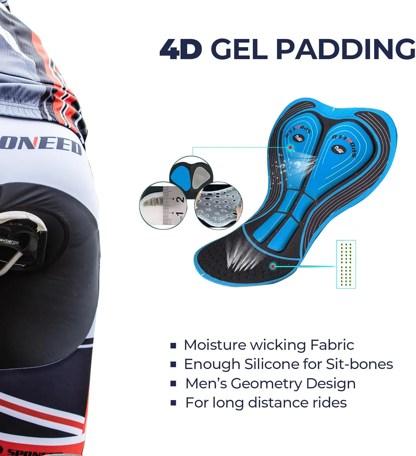 sponeed Bike Jersey and Compression Shorts sets Men's Biking Shirt with Pockets Ride Clothing Gear