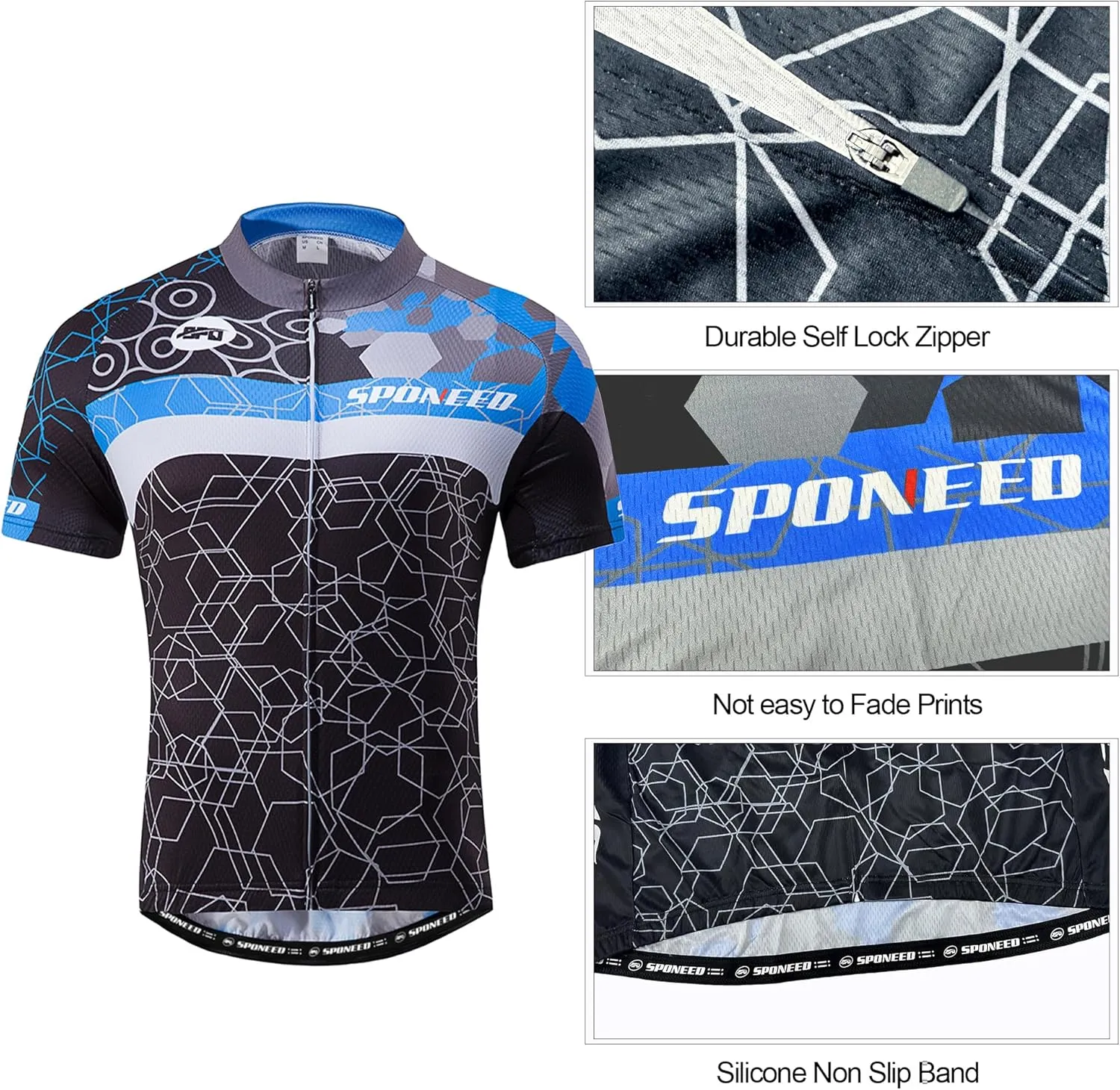 sponeed Bike Jersey and Compression Shorts sets Men's Biking Shirt with Pockets Ride Clothing Gear