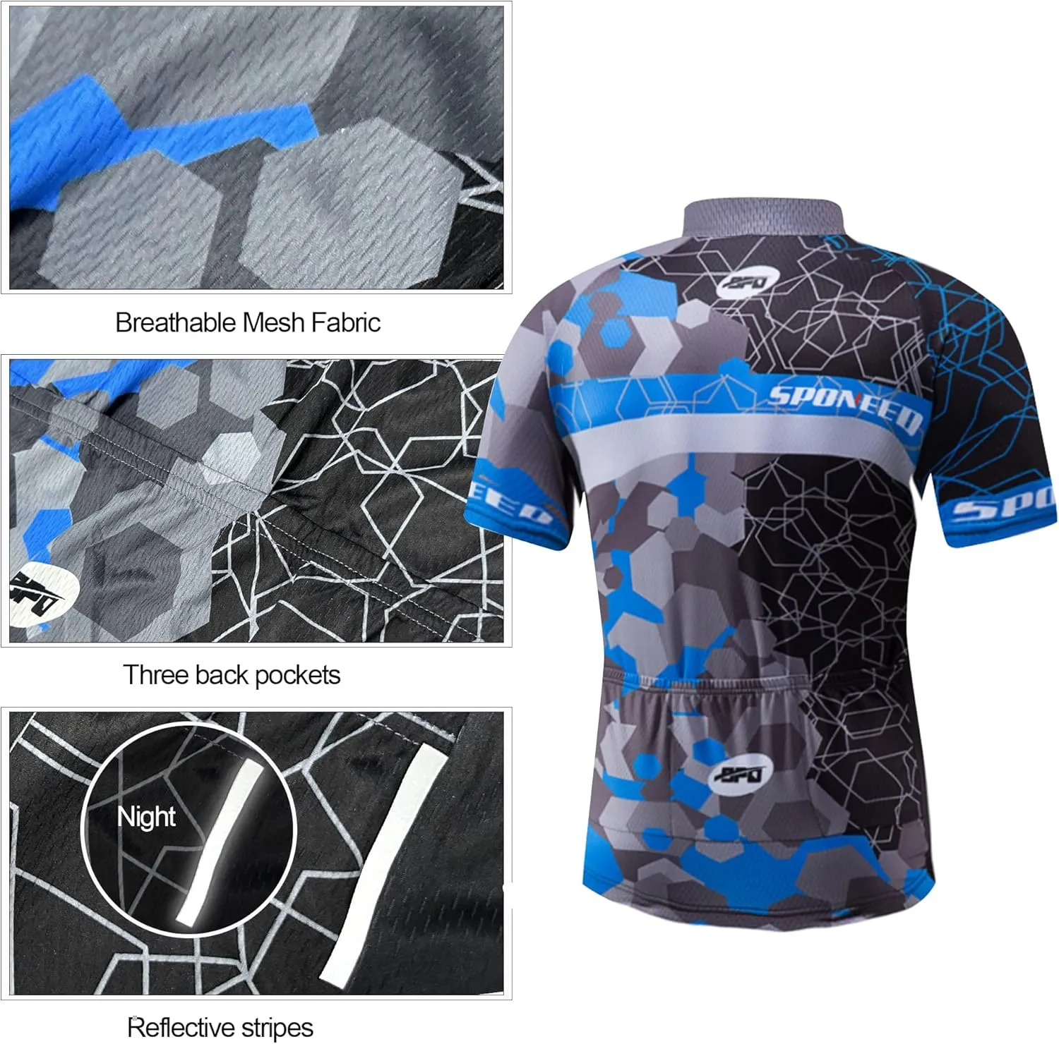 sponeed Bike Jersey and Compression Shorts sets Men's Biking Shirt with Pockets Ride Clothing Gear