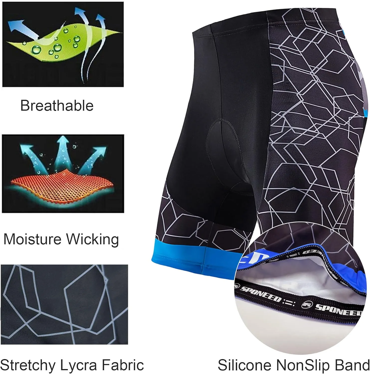 sponeed Bike Jersey and Compression Shorts sets Men's Biking Shirt with Pockets Ride Clothing Gear