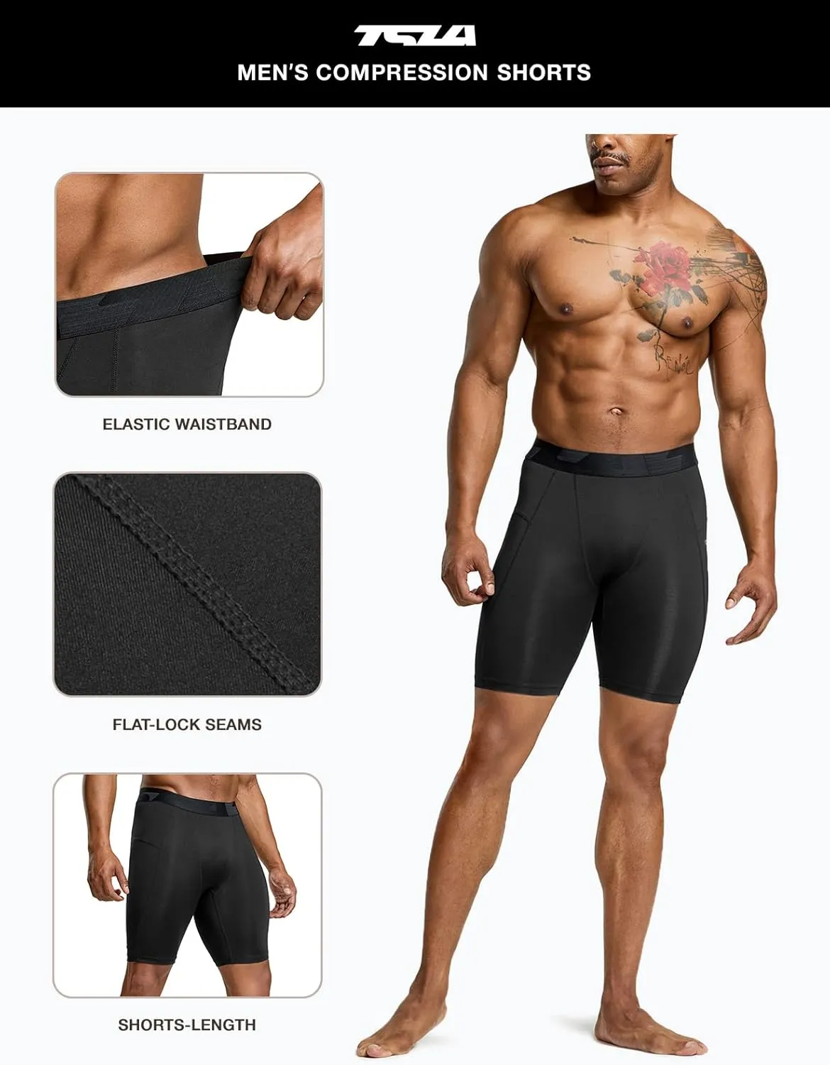TSLA Men's Athletic Compression Shorts, Sports Performance Active Cool Dry Running Tights
