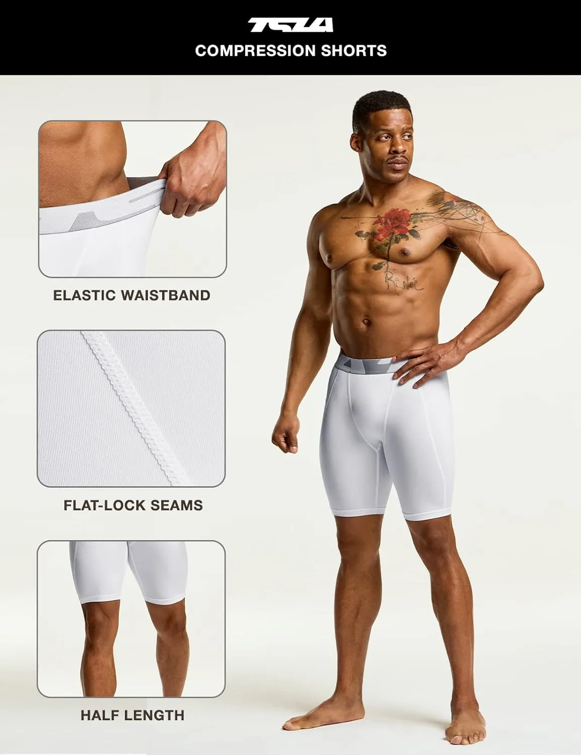 TSLA Men's Athletic Compression Shorts, Sports Performance Active Cool Dry Running Tights