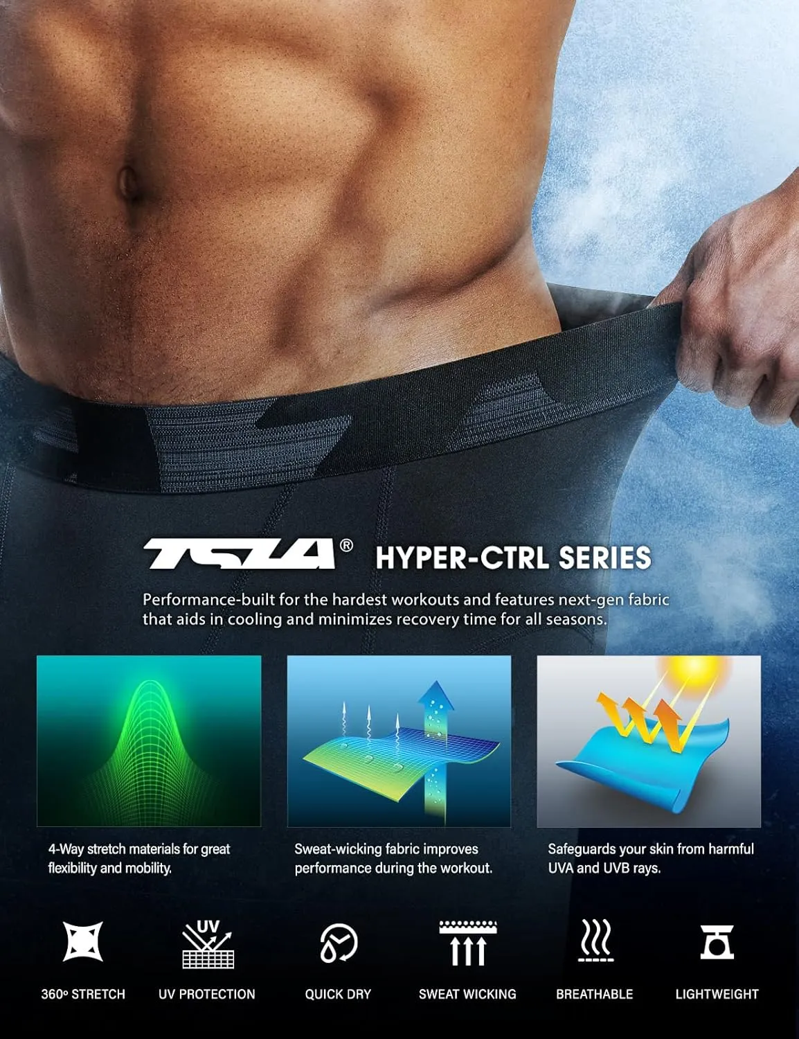 TSLA Men's Athletic Compression Shorts, Sports Performance Active Cool Dry Running Tights