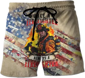 V-DECORPARKS Firefighter Mens Swim Trunks - Labor Day Swimming Trunk for Men - Drawstring Beach Shorts, Mens Swim Shorts 28