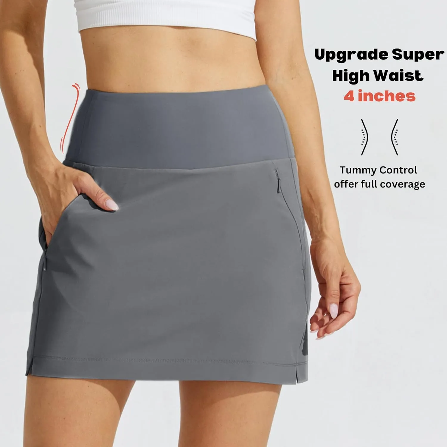 Willit Women's Golf Skirts High Waisted Skorts Quick Dry Athletic Casual Skorts Pockets