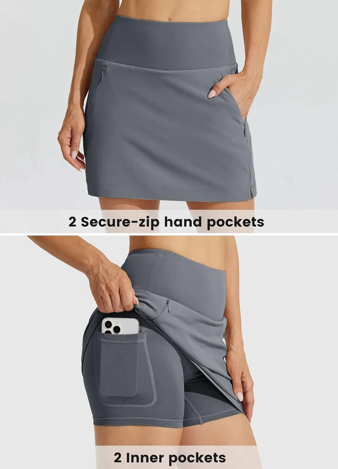 Willit Women's Golf Skirts High Waisted Skorts Quick Dry Athletic Casual Skorts Pockets