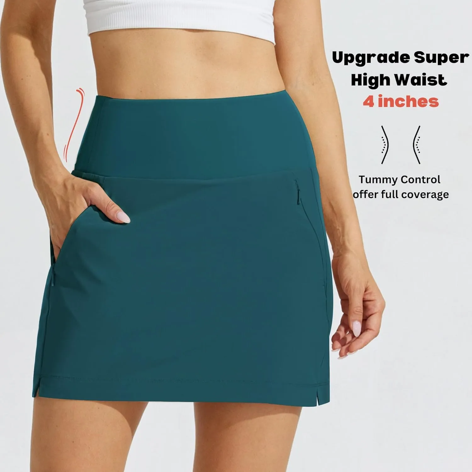 Willit Women's Golf Skirts High Waisted Skorts Quick Dry Athletic Casual Skorts Pockets